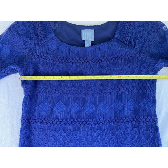 Rabbit Rabbit Rabbit Size M Blue Lace Overlay Dress Wedding Guest Stretch Party - Picture 5 of 8